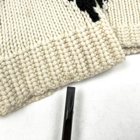 Khaite Valerie Argyle Cashmere Sweater Deep V-Neck Cream Black Oversized Cozy M - Picture 10 of 14